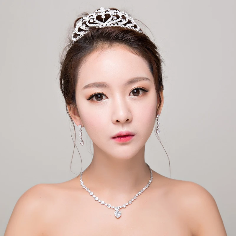 3 шт./компл. принцессы Свадебные Комплекты ювелирных украшений горный хрусталь