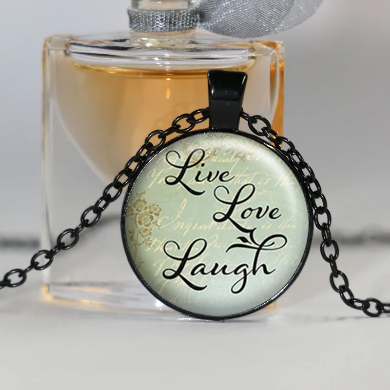 Ожерелье с надписью Живая Любовь ожерелье круглым кабошоном и для женщин|necklace