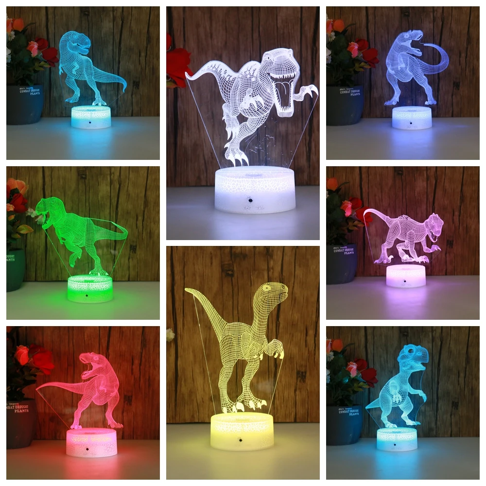 Новинка 3D с единорогом Serise трещина база 7 видов цветов ночник LED сенсорный USB для