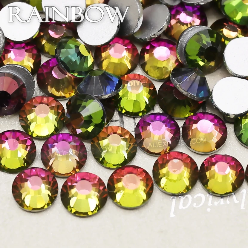 Стразы для дизайна ногтей Rainbow SS3 SS4 SS5 SS6 SS10 SS20 SS30 блестящие стразы с плоской