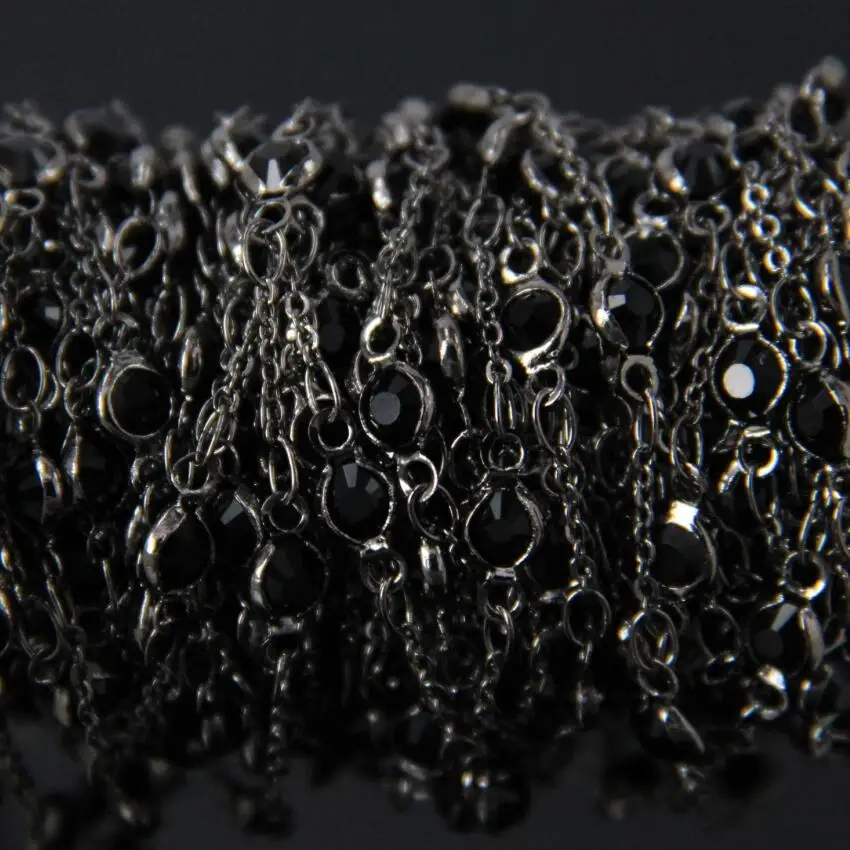 4 мм Размер черная стеклянная граненая круглая монета ломтик бисера Розария цепь