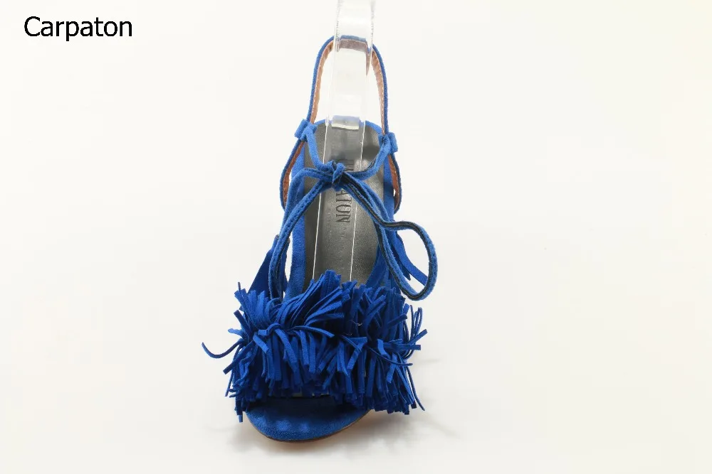 Новые 2017 Для женщин сплошной синий Ремешок на щиколотке выдалбливают открытым