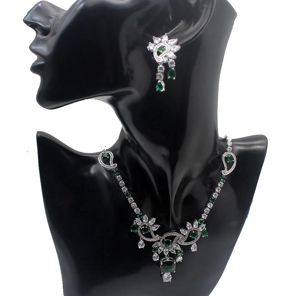 

Mom Gifts Women Party Sets 925 Sterling Silver Color Choker Necklace Earrings Bridal Wedding Jewelry Set TZ443