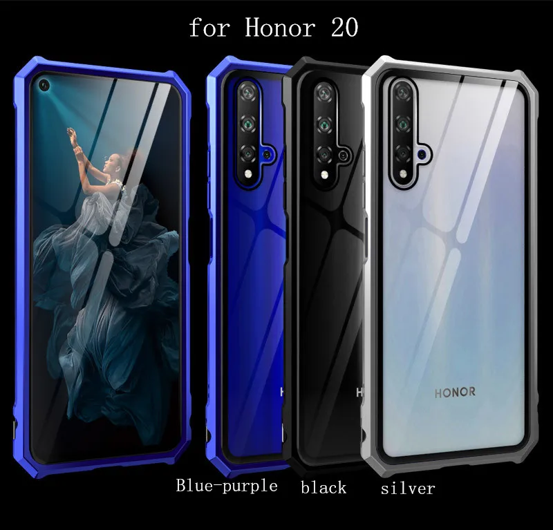 Роскошный металлический защитный чехол-бампер для huawei Honor 20 Pro, чехол, прозрачная задняя крышка для телефона huawei Honor 20 Lite, чехол 20Pro 20i