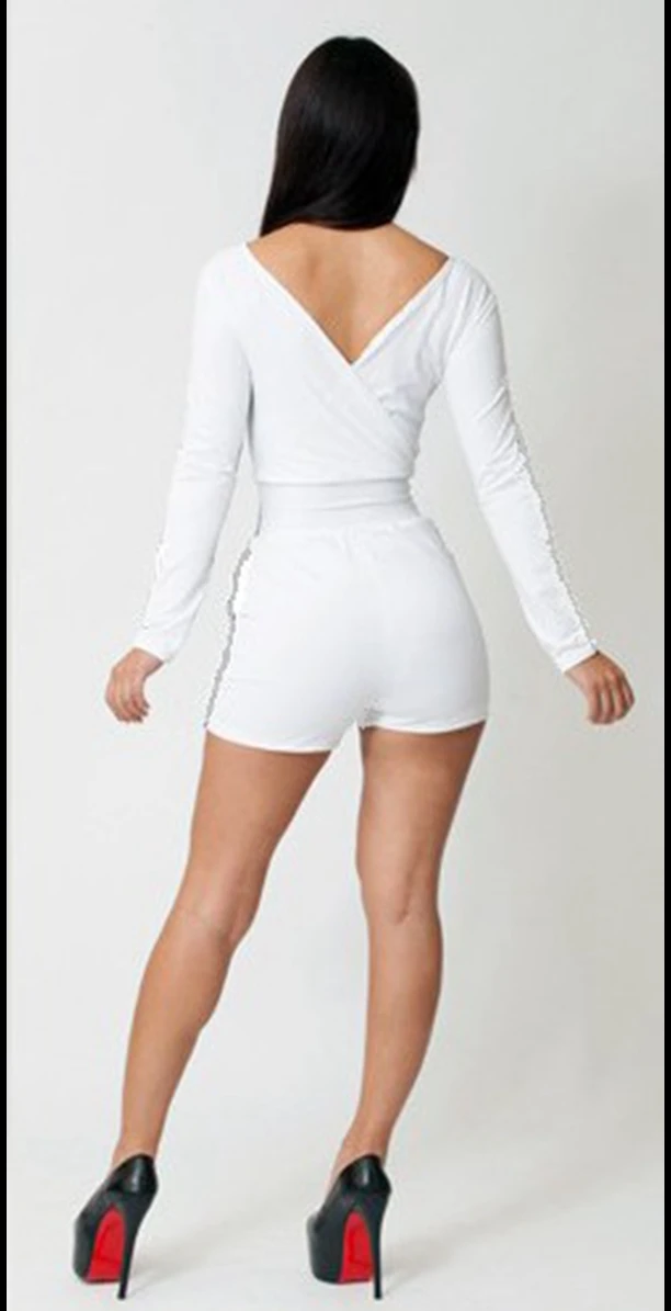 Sexy Women's Scoop Neck Hollow Out Long Sleeve Color Block Backless Jumpsuit |