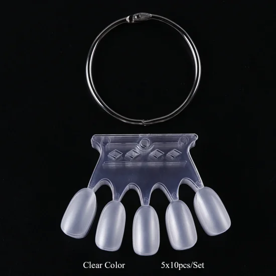 Clear Color 10 шт. накладные кончики для нейл-арта круглой формы, цветные карты, практический дисплей, прозрачный, натуральный, черный, полное покрытие, поддельные инструменты для маникюра CH767 - Цвет: Clear Color