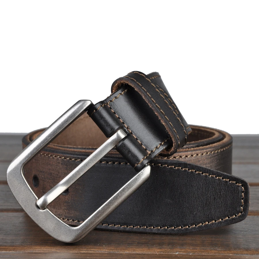Ремень мужской из натуральной воловьей кожи в ковбойском стиле|jeans belt men|leather belts for