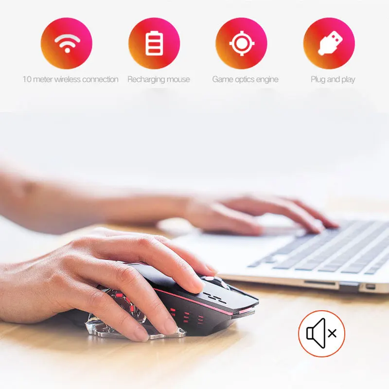 IceRay перезаряжаемая беспроводная мышь Slient Mute Click компьютерная игровая Встроенная