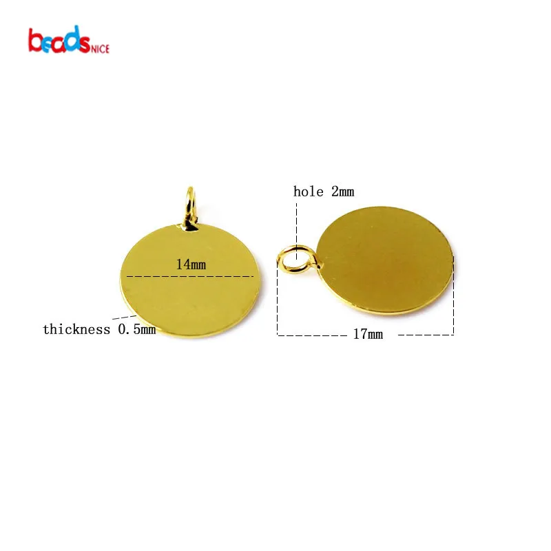 Beadsnice Pendant blanks for engrave own logo with rack plating 14X17X0.5mm hole 2mm DIY Jewelry Making ID28405 | Украшения и