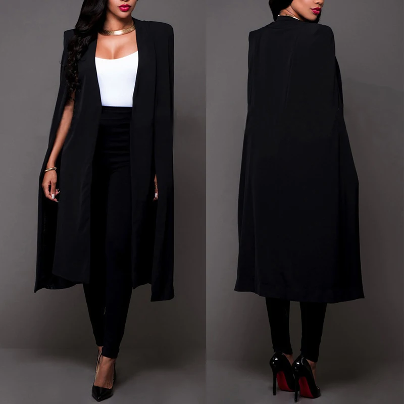 Плащ Женское пальто кардиган Осенняя накидка блейзер верхняя одежда плюс размер