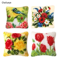 diy latch hook rug kits crocheting yarn cushion carpet cover floor mat 3d flower embroidery needlework for adults kids gift