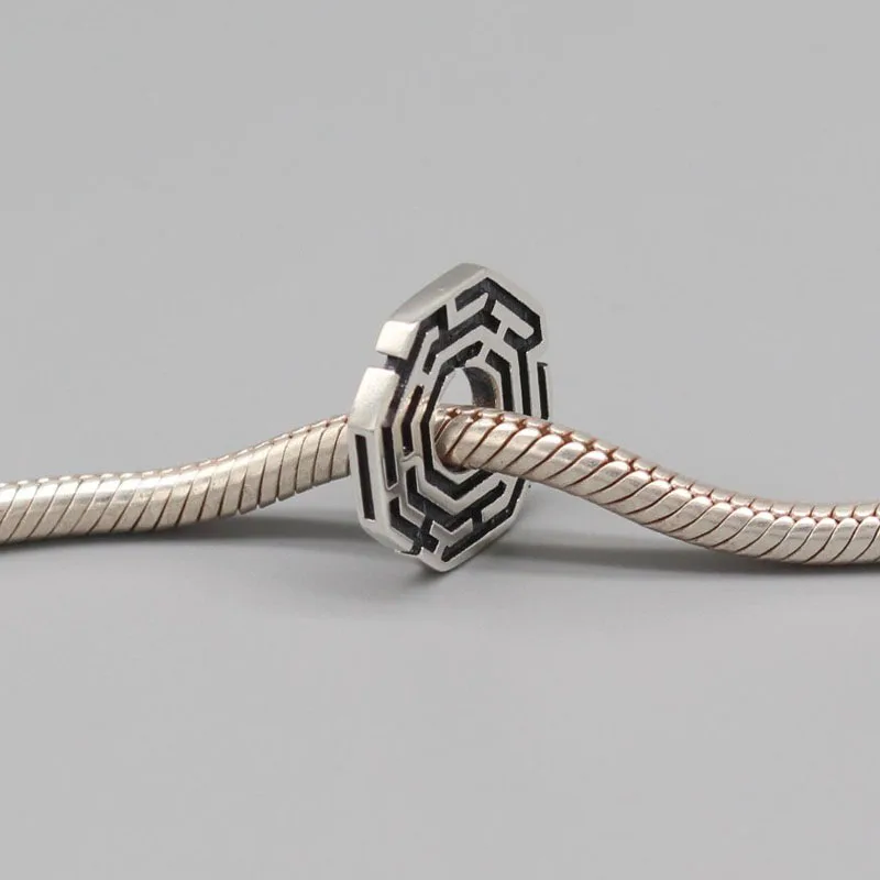 925 стерлингового серебра европейский стиль лабиринт бусины разделители Подвеска