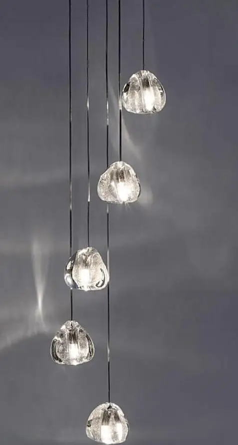 Бар неправильной формы стеклянный шар led подвесной светильник для гостиной гостиничный зал led luminaria лестницы Хрустальное освещение - Цвет абажура: 5 pcs Dia25cm H180cm