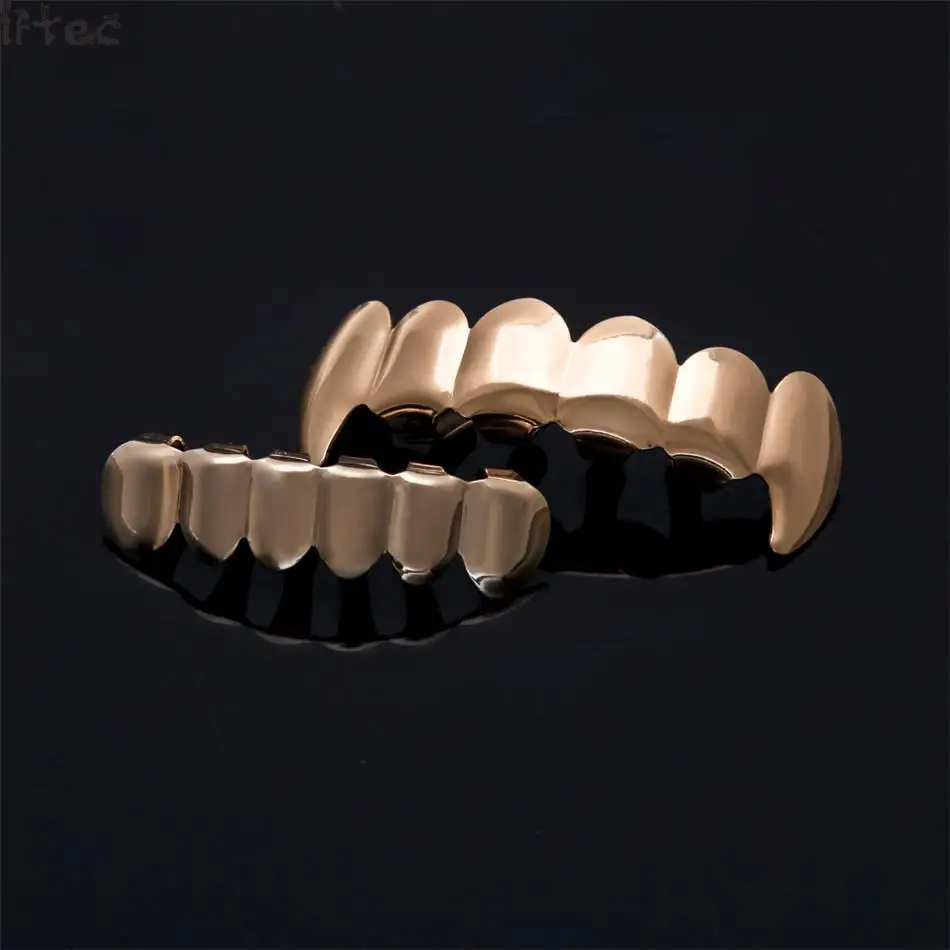 Iftec реальной блестящие! Цвета: золотистый серебристый Цвет хип-хоп ЗУБЫ Grillz