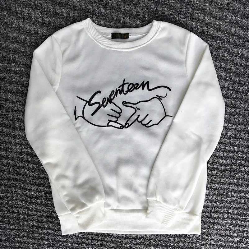 Осенние KPOP 17 толстовки с принтом пальцев женские хлопковые длинными рукавами и