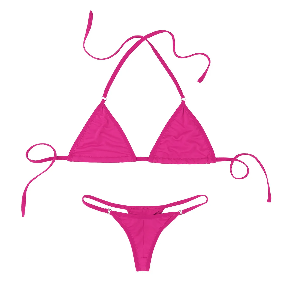 TiaoBug Women Sexy Lingerie Set Halter Mini Micro Bikini Bra Tops with G Strings Thong Briefs Tanga Underwear Swimsuit Beachwear