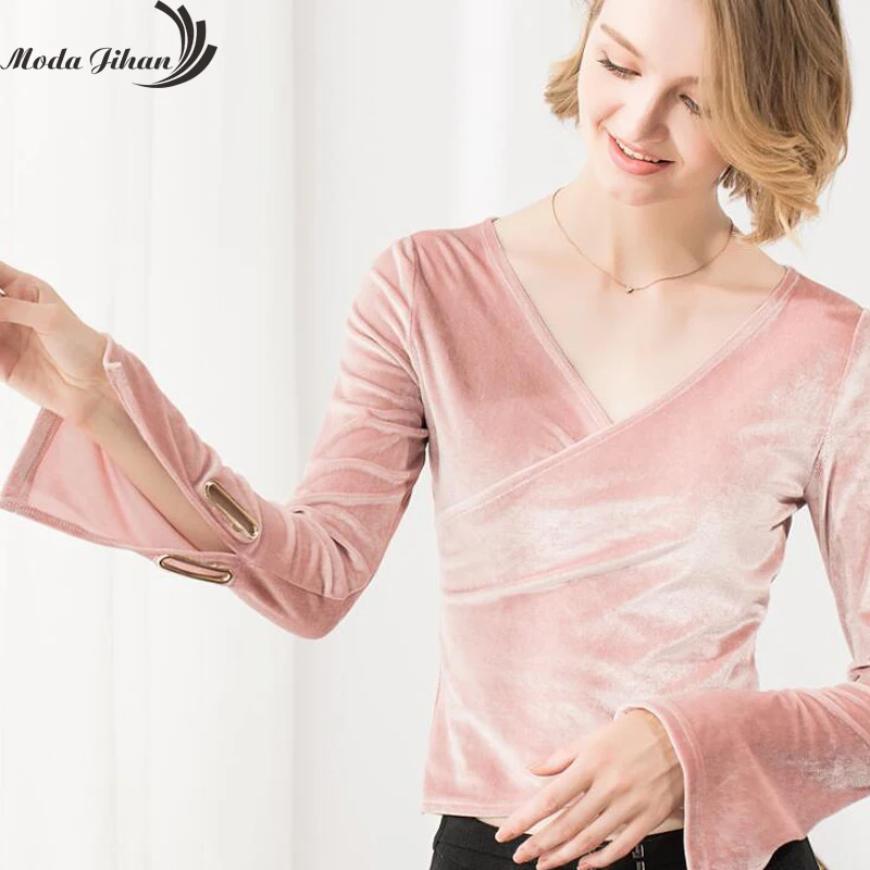Moda Jihan женские футболки сексуальные с низким вырезом глубоким v-образным бандаж