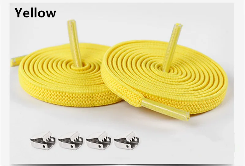 Yellow 100 см цветные эластичные шнурки для обуви, удобная пряжка, цветные эластичные силиконовые шнурки без завязок, шнурки для обуви, шнурки для кроссовок - Цвет: Yellow
