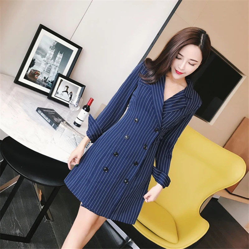 RUGOD 2018 New Design Office Lady Wearing Blazer Dress for Women Double Breasted Long Sleeve Jacket Vestidos Mujer | Женская одежда