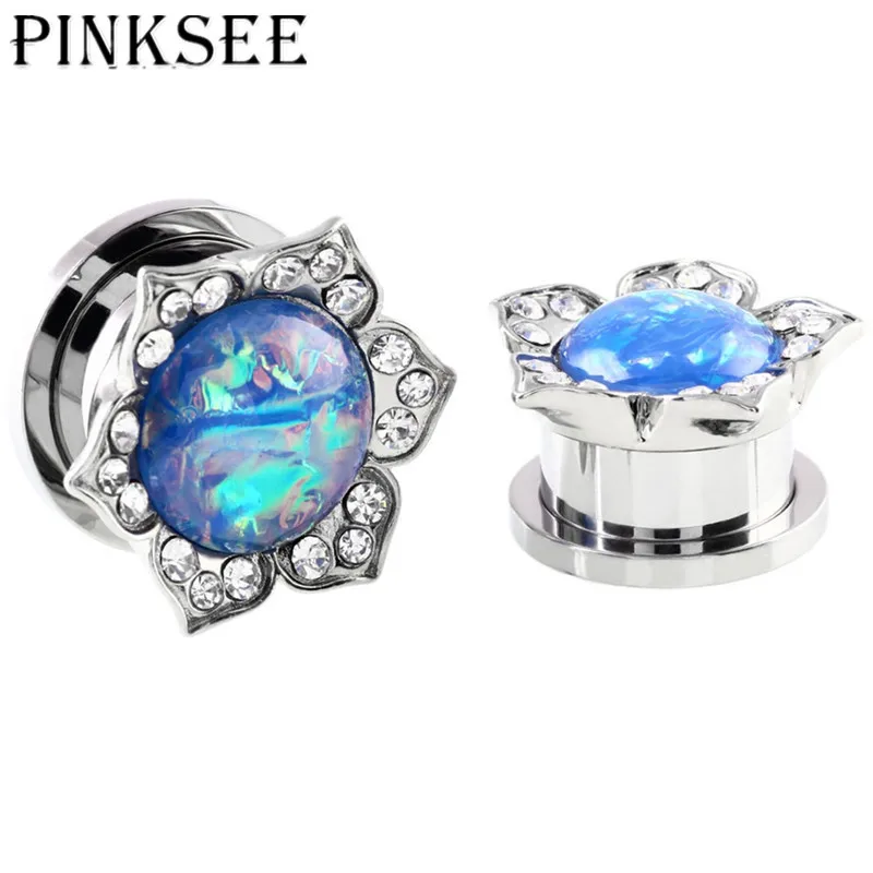 PINKSEE 1 шт. нержавеющая сталь цветок кристалл расширение уха штекер панк стиль