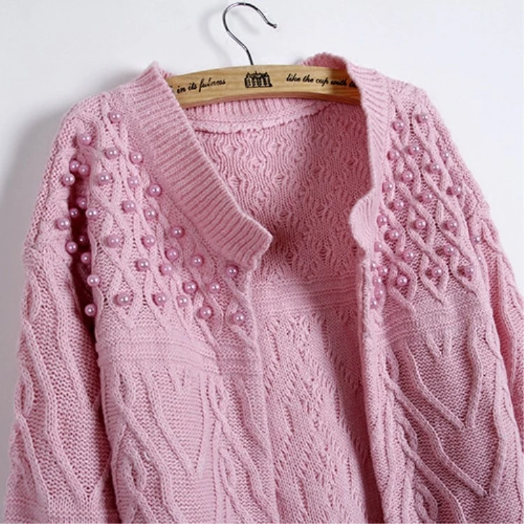 Autumn Women Causual Sweater Long-sleeved Loose Beaded Cardigan Female Knitted Open Stitch New Fashion Coats Outwear 2018 Jacket |