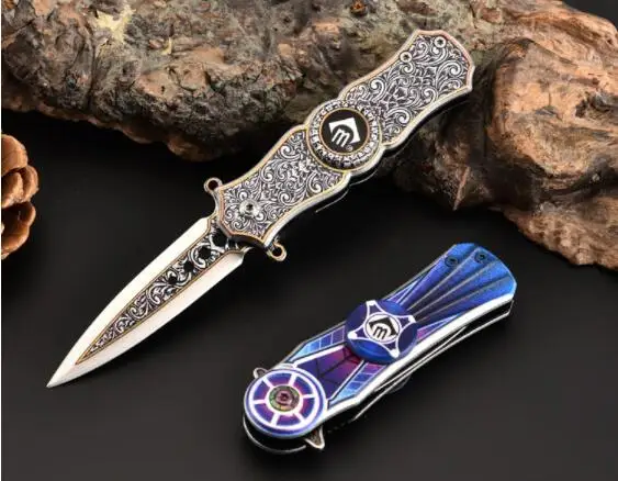 Folding Blade Knife hunting camp Pocket Survival EDC Tool knives with Finger Gyro knife outdoor stainless steel 2 colors | Инструменты