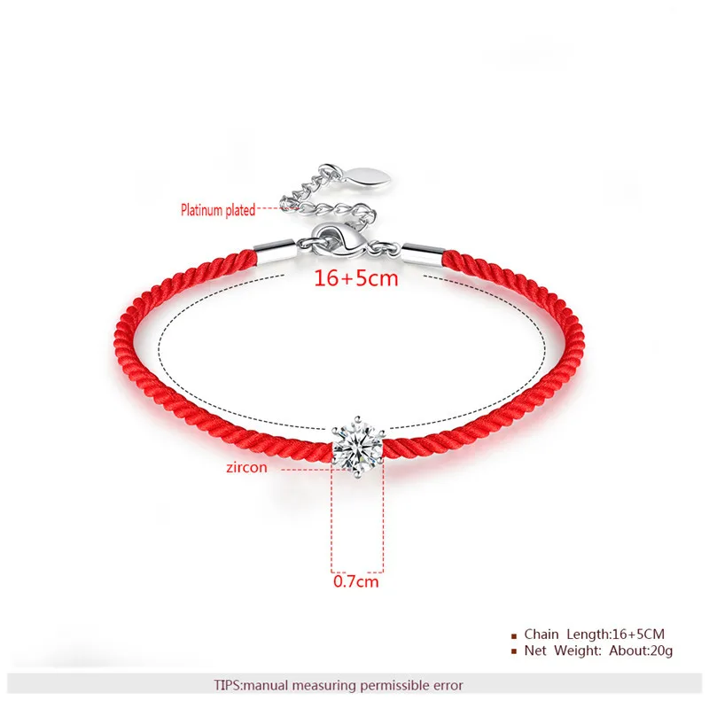 Hot Sell Style Jewelry Thin Red Thread String Rope Bracelet With White Gold-Color Chain and Crystals for Lucky Women B1 | Украшения и