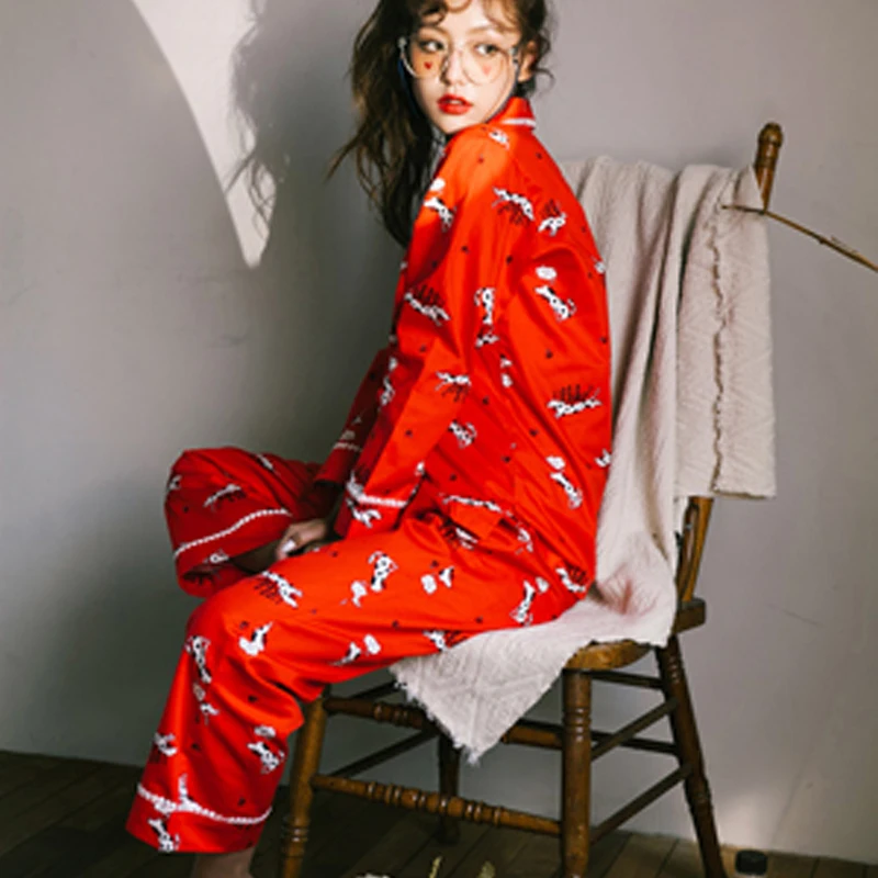 Комплект пижам с принтом милых собак комплект из 2 предметов отложной воротник +