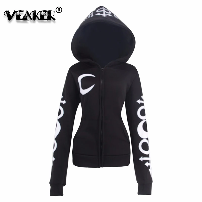 2018 женские толстовки в стиле панк с принтом Луны и букв Женская осенне-зимняя