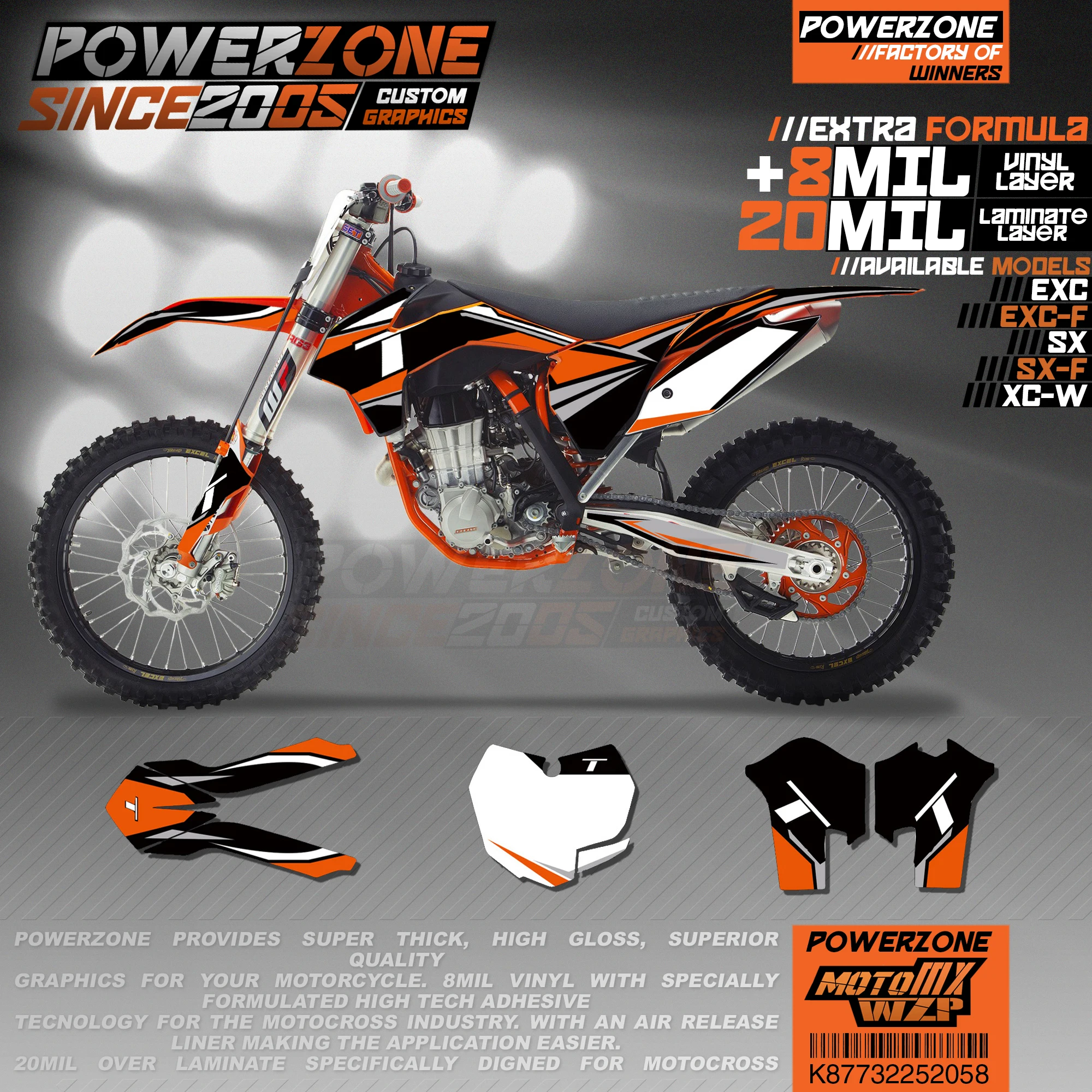 PowerZone пользовательские команды графики фоны наклейки 3m Набор для KTM SXF MX EXC XCW Enduro