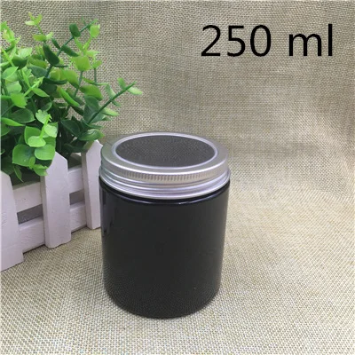 250 ml silver lid 20 шт черные пластиковые банки бутылки для хранения специй, сливочного масла, пищевые контейнеры, оконные крышки 50 100 150 200 г мл банка для конфет - Цвет: 250 ml silver lid