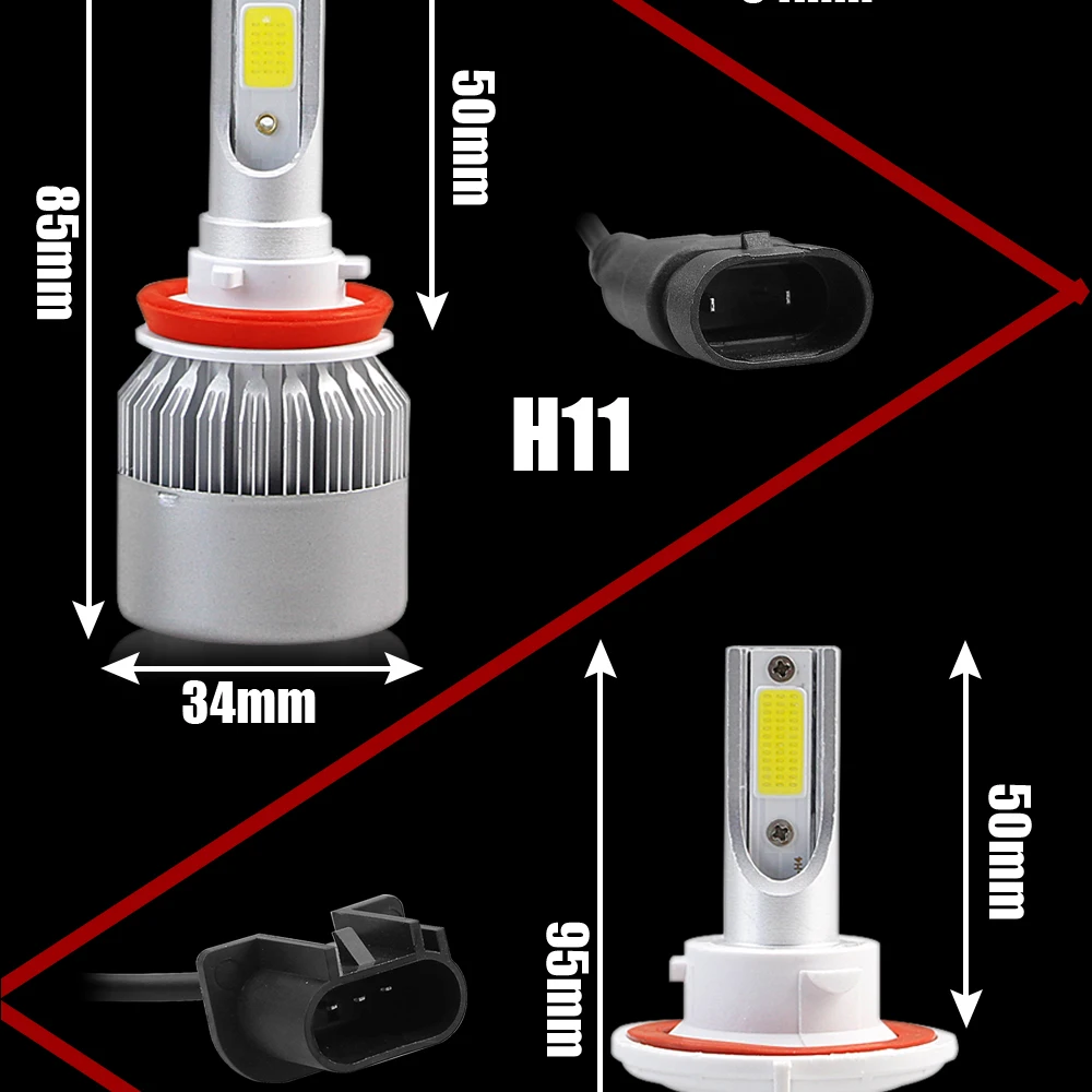 2x H7 светодиодный H11 H4 Hi/короче спереди и длиннее сзади) H1 H3 H8 HB1 HB3 HB4 HB5 H10 HIR2 H13 H16 H27