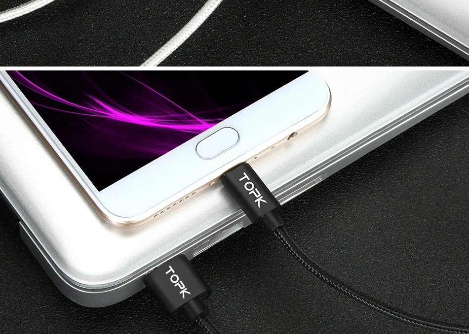 TOPK Micro USB кабель для быстрой зарядки и передачи данных для samsung, Xiaomi, huawei, LG, Android usb зарядный кабель Microusb для зарядного устройства