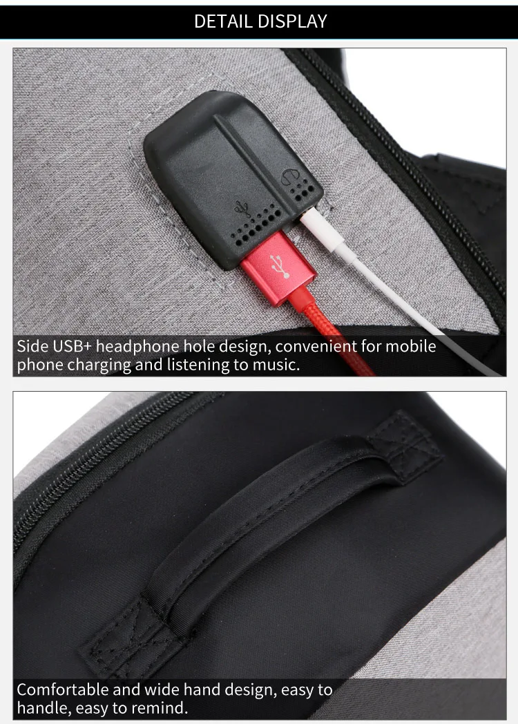 Компактные Сумки на одно плечо, usb зарядка, 10 дюймов, водонепроницаемые сумки через плечо, противоугонная нагрудная сумка, унисекс, короткая походная сумка-мессенджер
