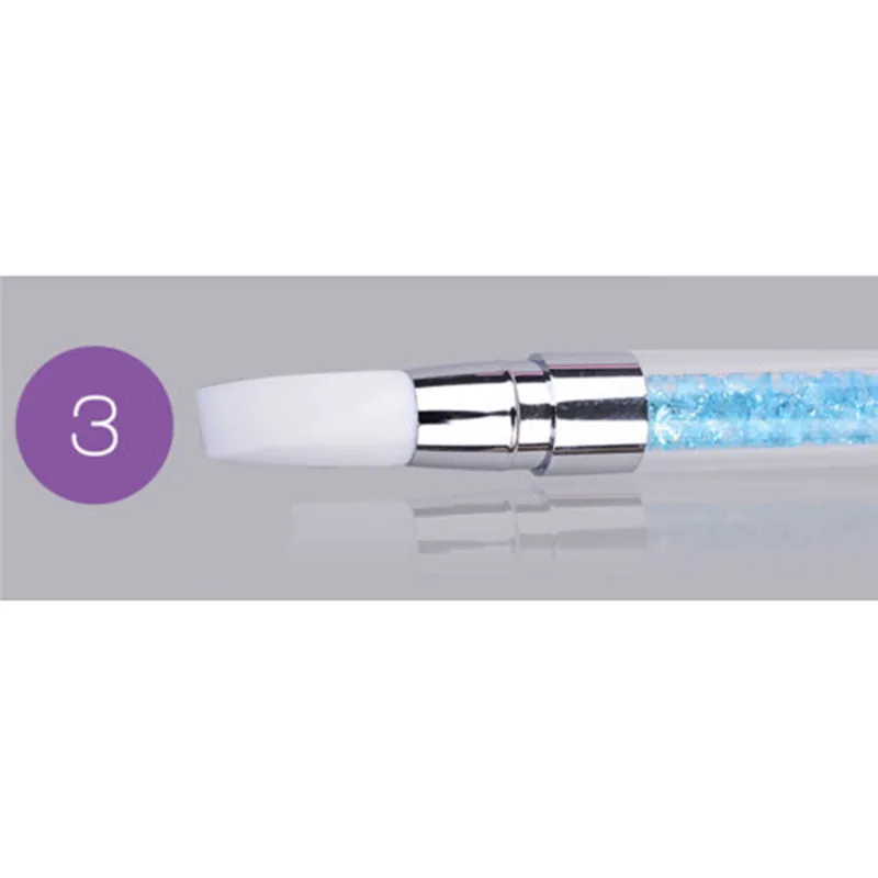 Sky Blue 1 шт. ногтей Книги по искусству кисть цветок рисунок линии Pen Кристалл Rhinestone Силиконовые головкой УФ гель польский Совет Дизайн инструмент маникюр - Цвет: Sky Blue