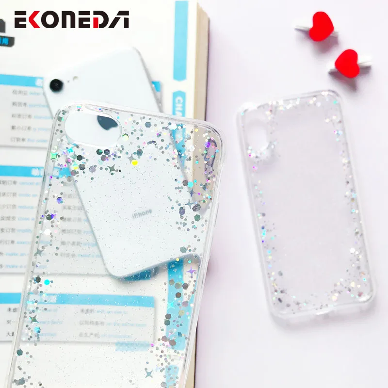 EKONEDA Crystal Transparent Case For iPhone X Glitter Bling Cover Silicone Coque 6S 6 7 8 Plus XS Max XR |