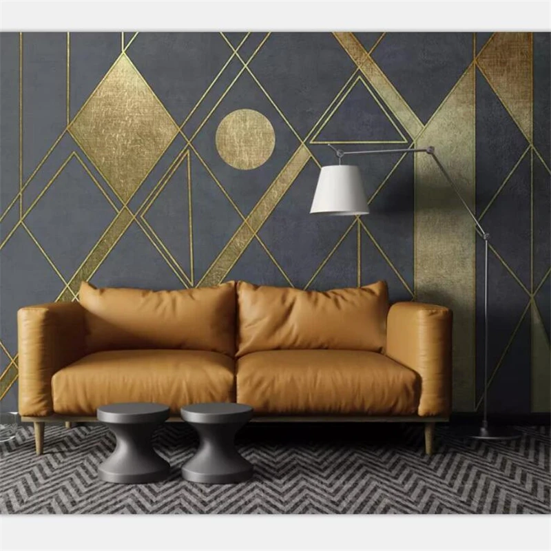 beibehang Wallpaper custom large high-end Nordic simple personality abstract geometric golden TV background wall | Обустройство дома