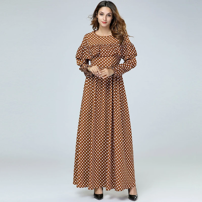 Polka Dot абайя арабское исламский мусульманский платье хиджаб Абая для женщин Катар