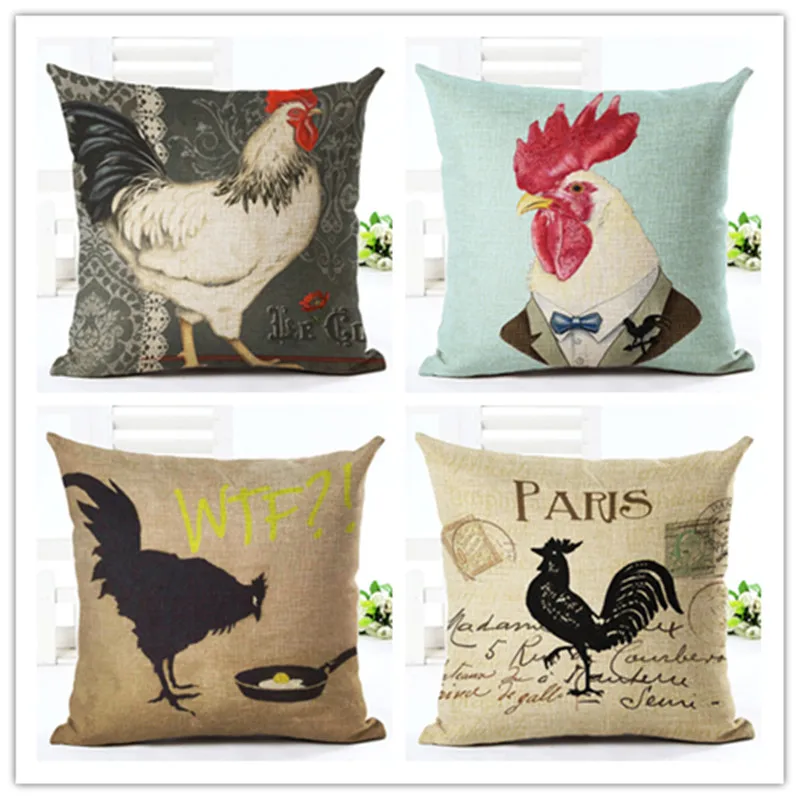Красочный Петух хлопок и лен с принтом наволочка для декоративных подушек