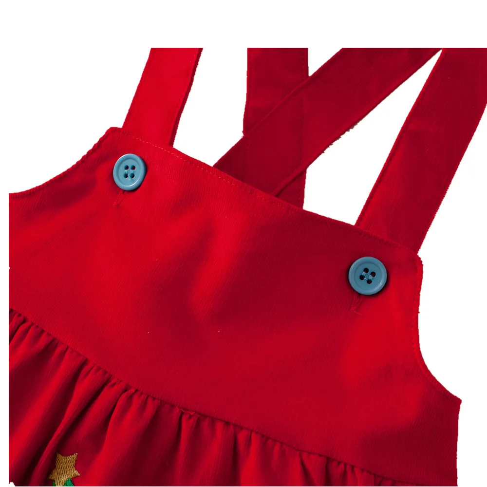 Little maven children brand 2019 Christman X'mas baby girls Corduroy Rabbit penguin New year Party red vest dress dresses | Детская