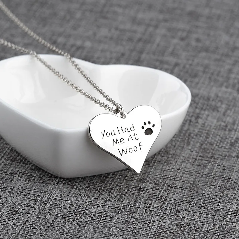Ожерелье Bespmosp с подвеской в виде кошачьих лап и когтей надписью You Had Me At Woof Dog для
