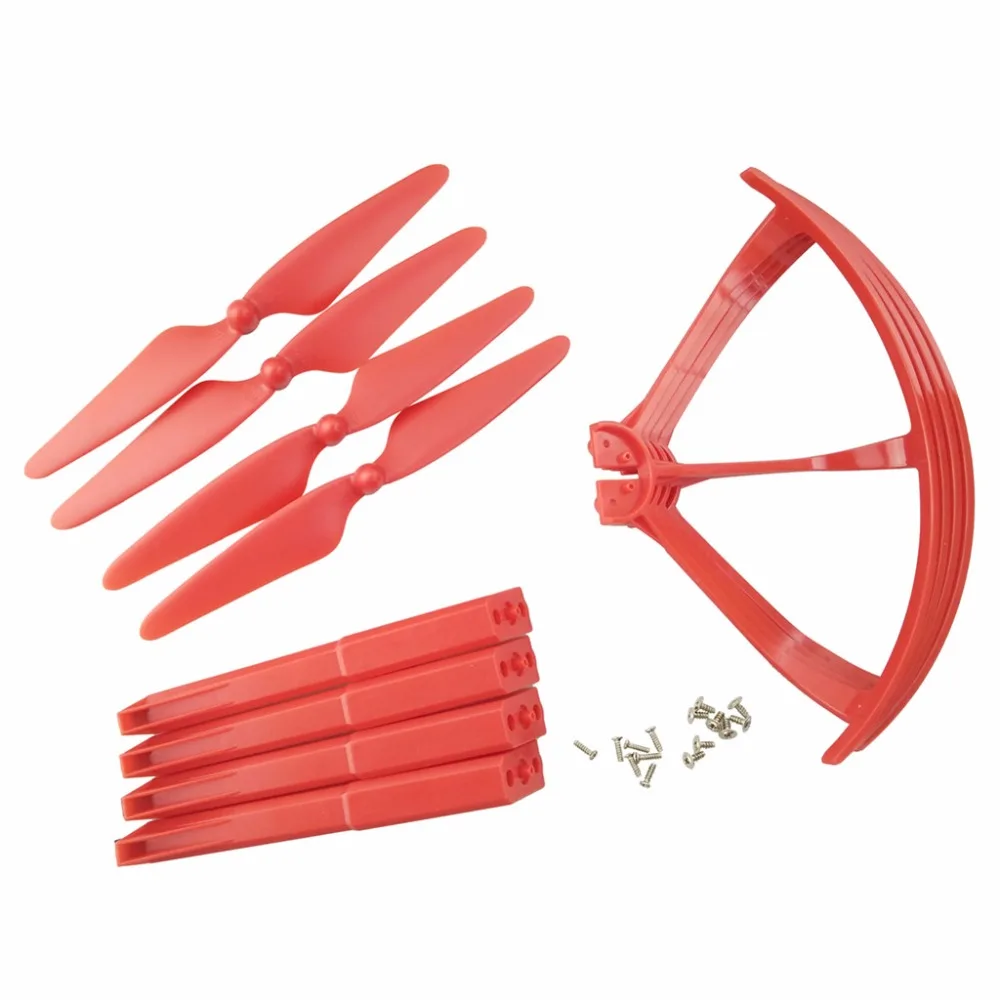 

4 шт. защита пропеллера + 4 шт. пропеллера + шасси для MJX B3 Bugs 3 B3H BUGS 3H F17 F100 бесщеточный четырехосевой летательный аппарат-красный
