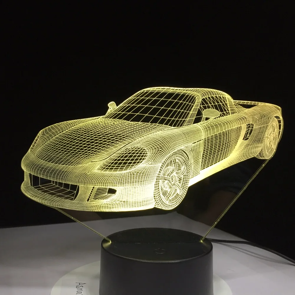 Крутая Автомобильная 3D светодиодная лампа 7 цветов менясветодиодный цвет