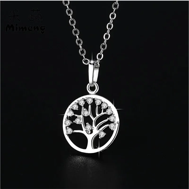 

LUKENI Trendy Life Tree Female Crystal Pendants Necklace Jewelry Girl Fashion 925 Silver Choker Necklace For Women Birthday Gift