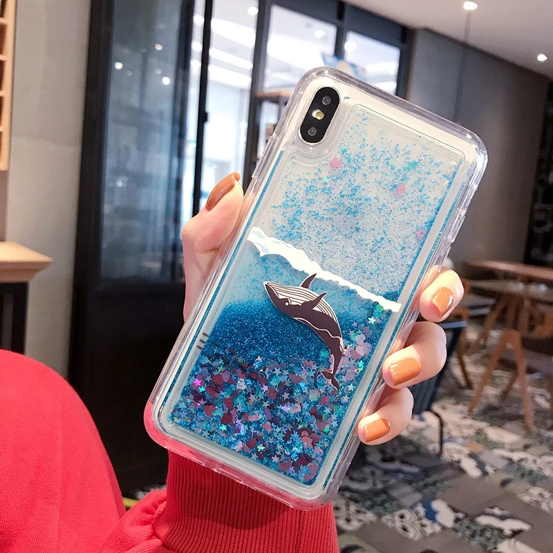 Dolphin Glitter Sand Liquid Case For Samsung J5 2017 J7 J3 J1 2016 J2 Prime Silicone Cover Galaxy |