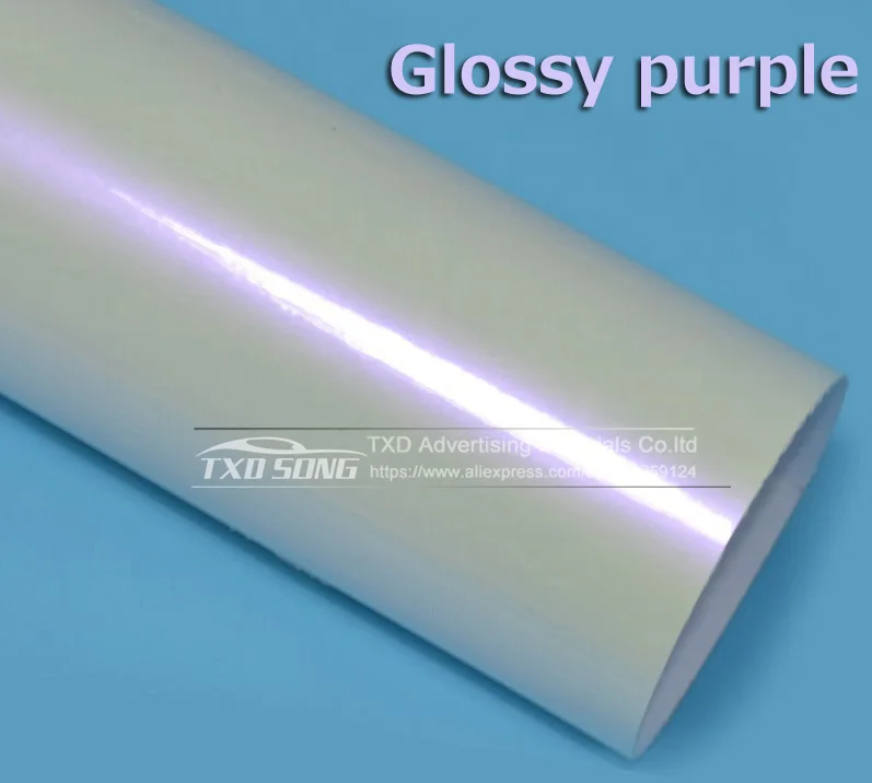 glossy purple 10/20/30/40/50/60x152 см/Лот Белый Фиолетовый, хамелеон жемчужная пленка с пузырьками воздуха Глянцевая белая хамелеон виниловая пленка - Название цвета: glossy purple