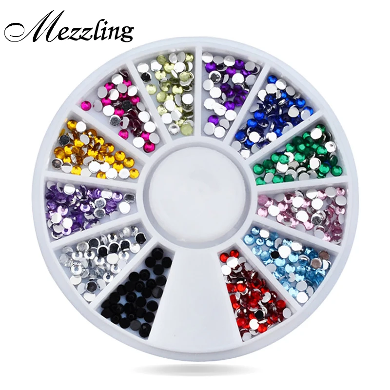 

Nail Rhinestones Decorations,Mix 12colors 1.5mm Glitter Acrylic Flatback Nail Tip Gems Wheel,3d Manicure Tools Nail Art Supplies