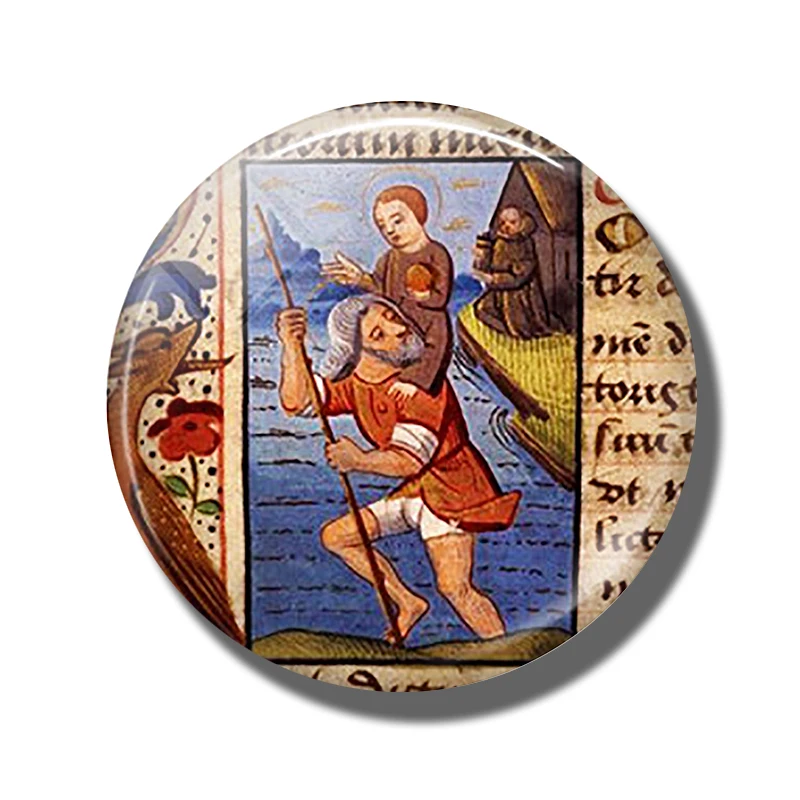 St Christopher 30 мм магнит на холодильник и Baby Jesus стеклянный кабошон наклейка