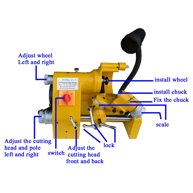 CE U2 220V R8 Collets фрезерный станок Универсальный резак точильный инструмент для