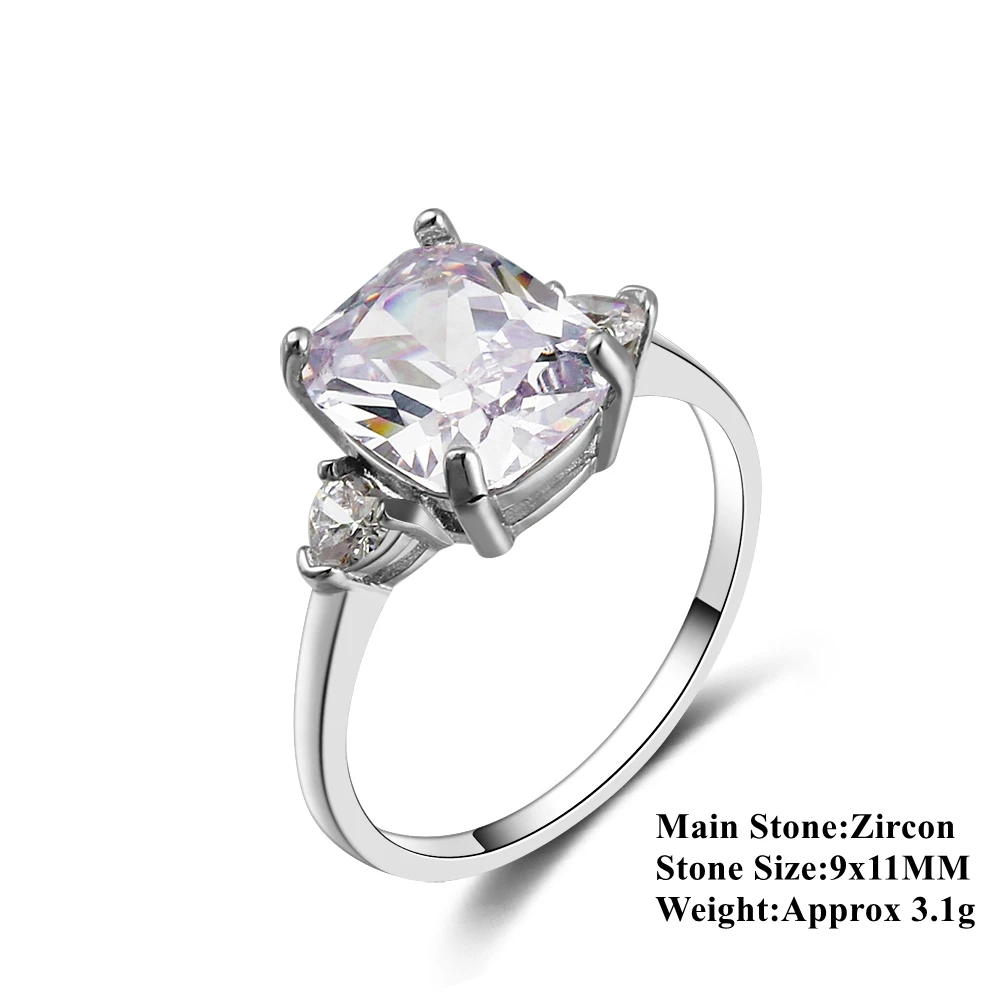 Nasiya Classic Elegant White Zircon Rectangle Ring 925 Silver Jewelry Wedding Band Bridal Rings For Women Ladies Daily Life Gift | Украшения